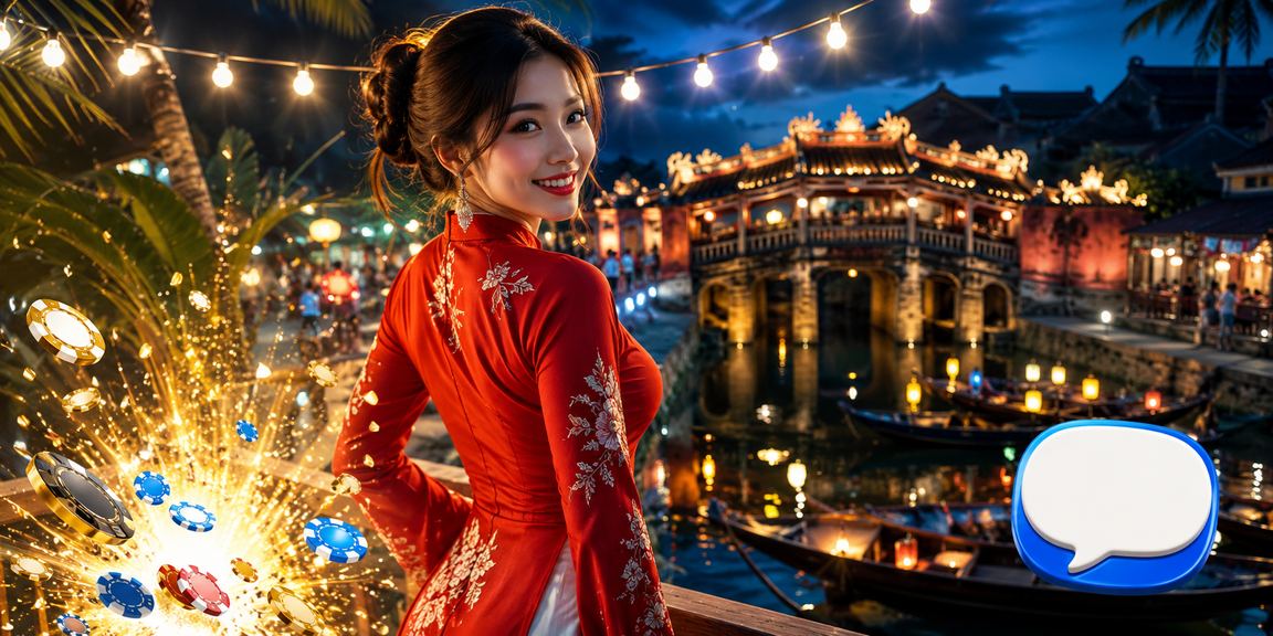 Không gian giải trí casino phong cách Hội An với áo dài truyền thống